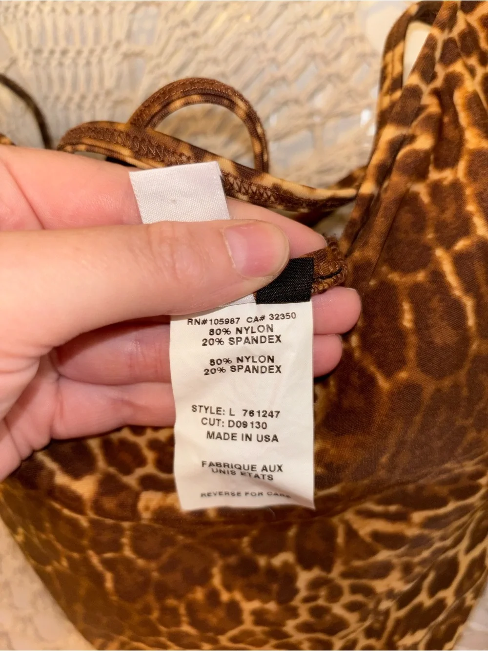 Vintage Leopard Print One-Piece Swimsuit‎ size 14 A00365